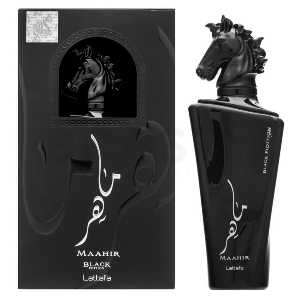 Lattafa Maahir Black Edition for Men Eau de Parfum Spray 3.4 Ounces