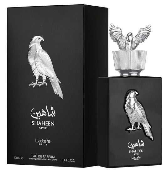 Shaheen Silver for Unisex Eau de Parfum Spray 3.4 Ounce from Lattafa Pride